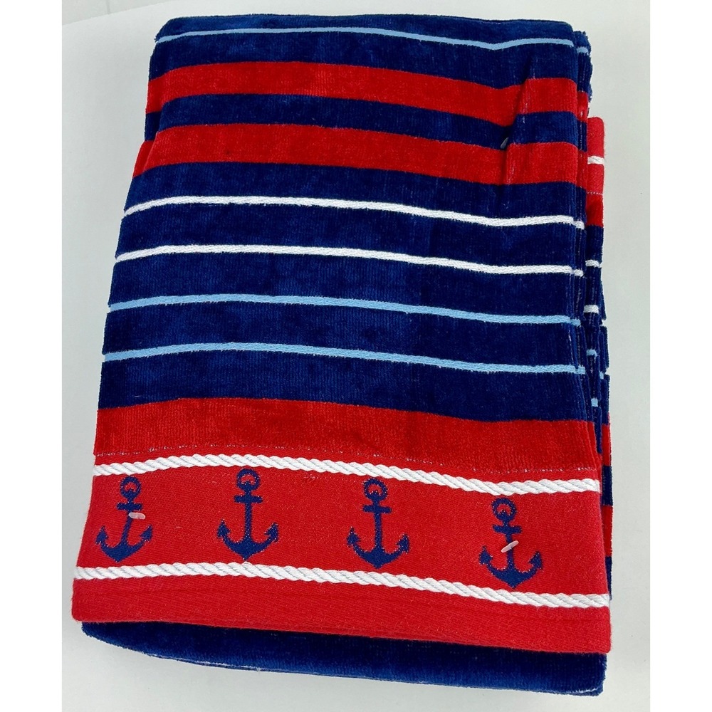 Better Homes &Gardens Oversized Luxury Beach Towel Navy Clarence Stripe 6x3 Feet